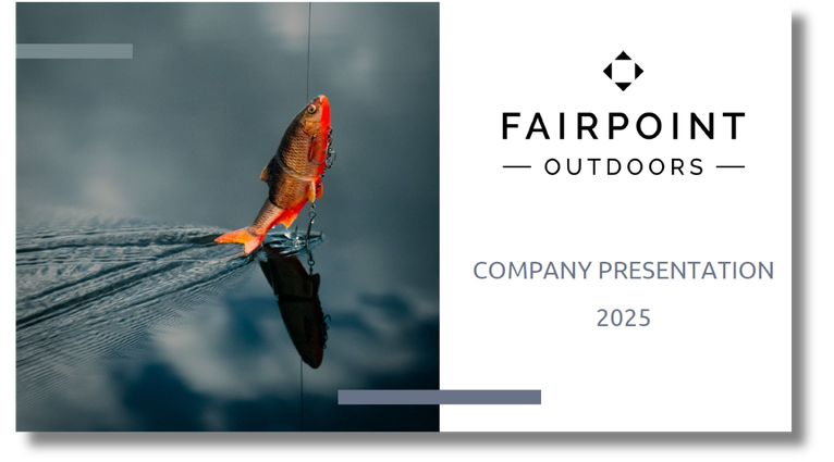 Forsiden af Company Presentation 2025 for Fairpoint Outdoors