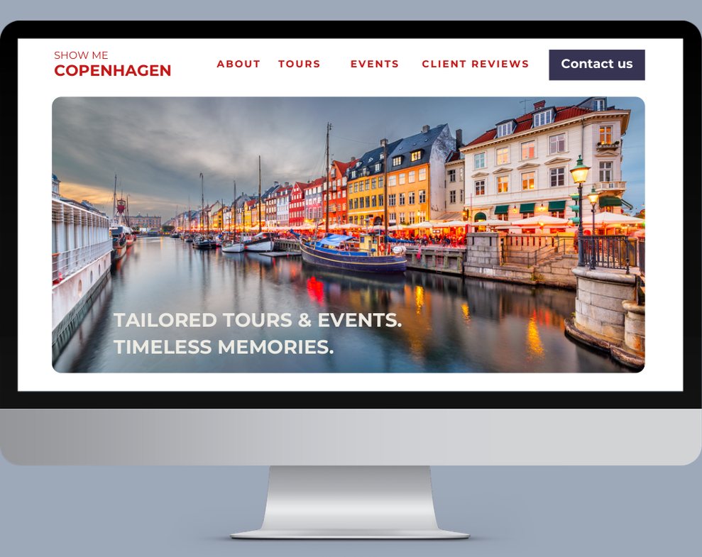 Show Me Copenhagens nye hjemmeside på en computerskærm