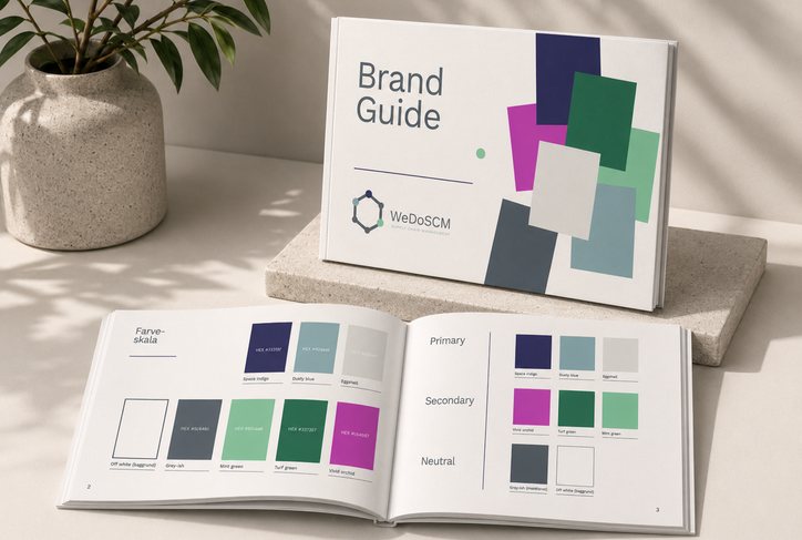 Brand guide for WeDoSCM med logo og farver